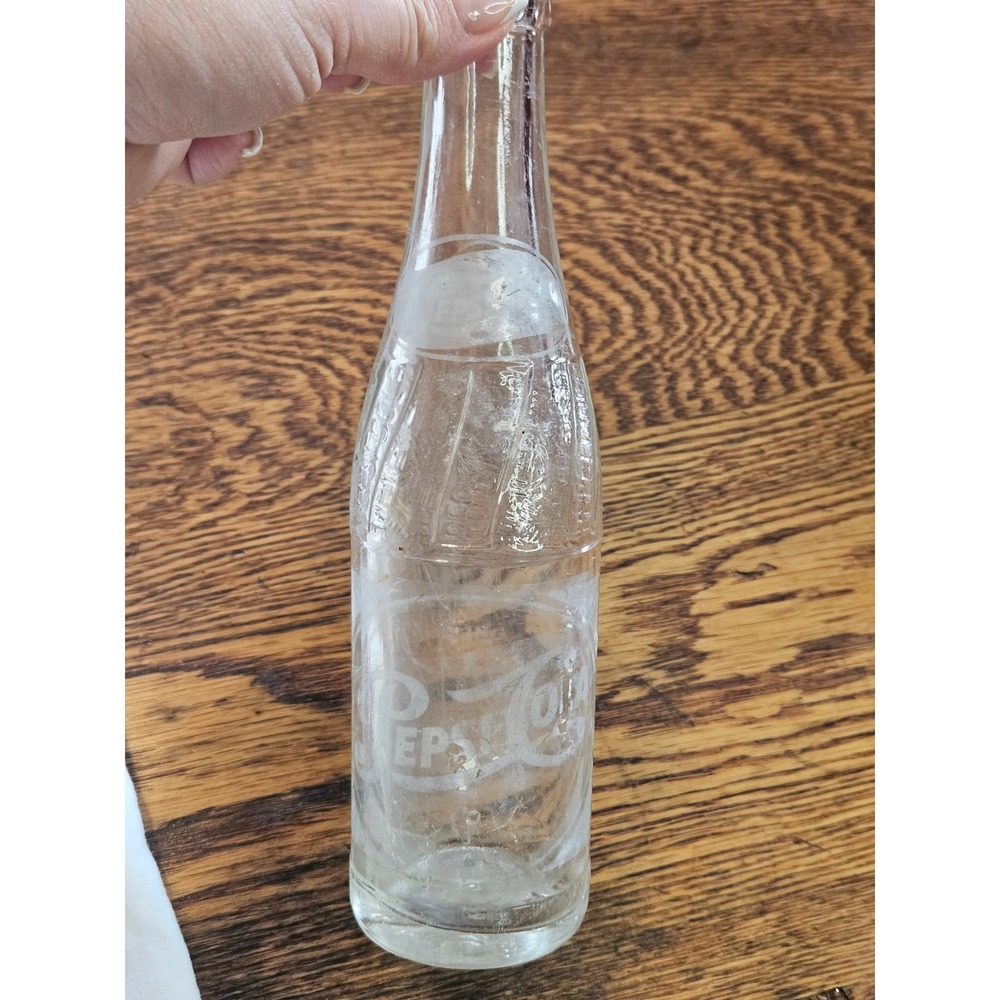 Vintage Pepsi Cola Glass Bottle‎ Embossed Logo Collectible Soda Pop